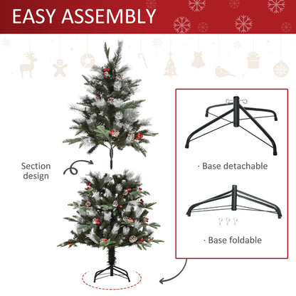 5FT Artificial Snow Dipped Christmas Tree Xmas Holiday Pencil Tree Green