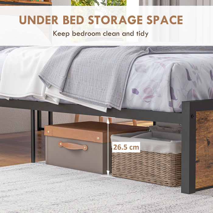 3.1FT Single Bed Frame with Storage Headboard and Under Bed Storage