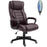 High Back Executive Office Chair 6- Point Vibration Massage Extra Padded Swivel Ergonomic Tilt Desk Seat, Brown