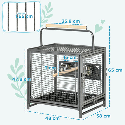 Parrot Cage, Travel Carry Pet Bird Cage Cockatiel w/ Metal Handle