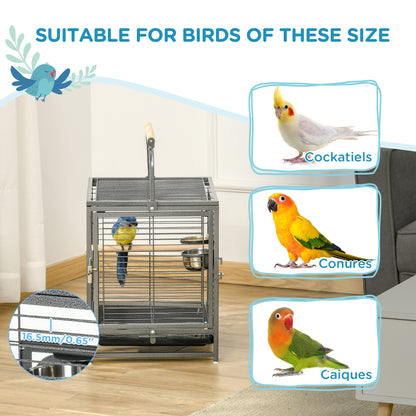 Parrot Cage, Travel Carry Pet Bird Cage Cockatiel w/ Metal Handle