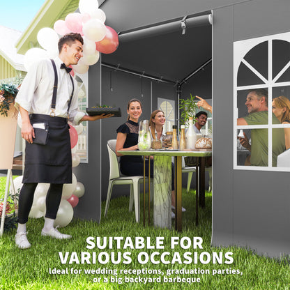 3 x 3 m Party Tent, Outdoor Canopy Tent with Sidewalls, Grey