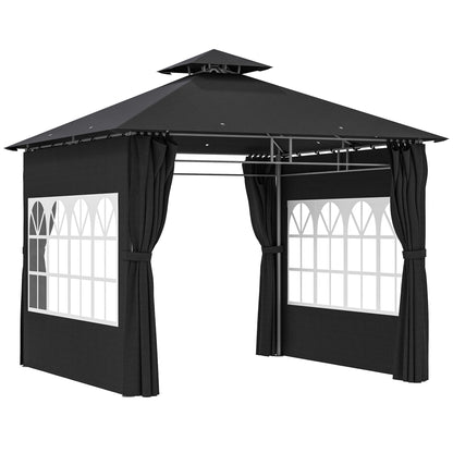 3 x 3 m Garden Gazebo, Outdoor Gazebo Canopy Shelter, Black