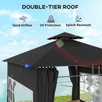 3 x 3 m Garden Gazebo, Outdoor Gazebo Canopy Shelter, Black