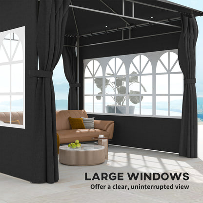 3 x 3 m Garden Gazebo, Outdoor Gazebo Canopy Shelter, Black