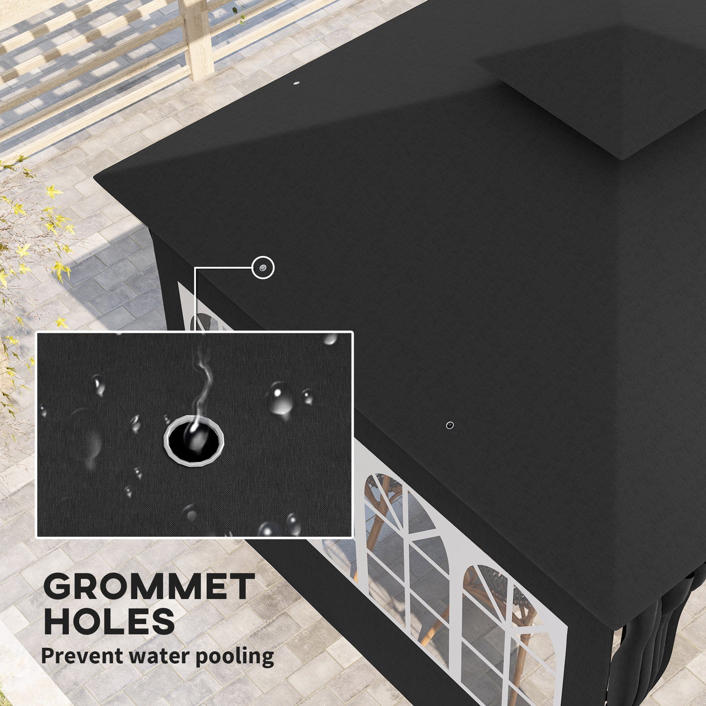 3 x 3 m Garden Gazebo, Outdoor Gazebo Canopy Shelter, Black