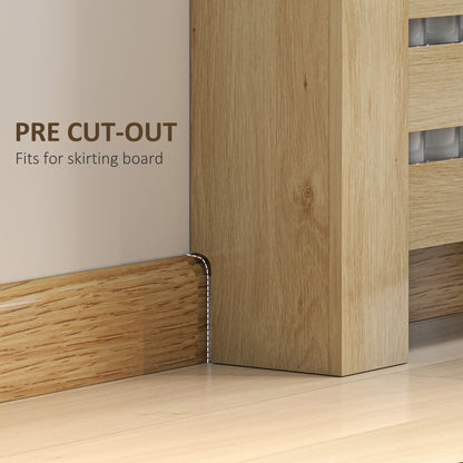 Radiator Cover with Drawer, Horizontal Slat, 111cm, Oak