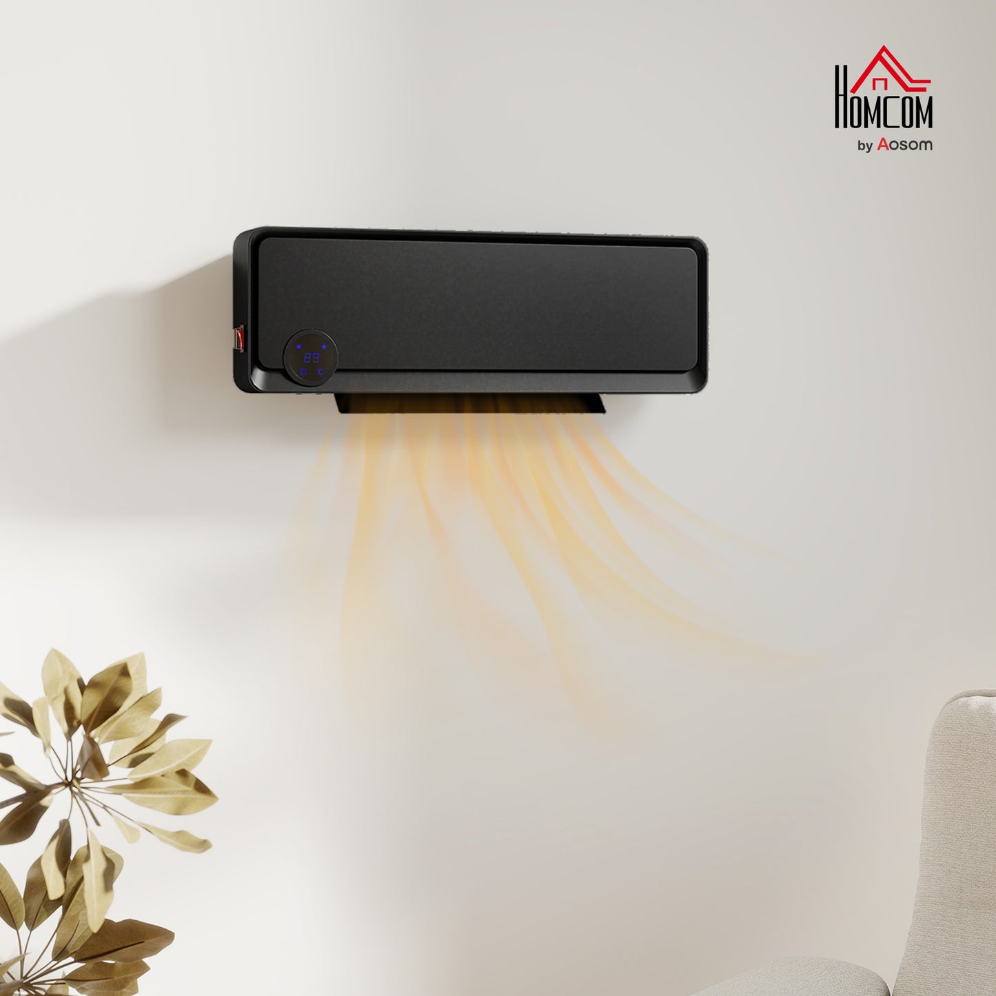 1000W/2000W Wall Downflow Heater Adjustable Temperature w/ Timer