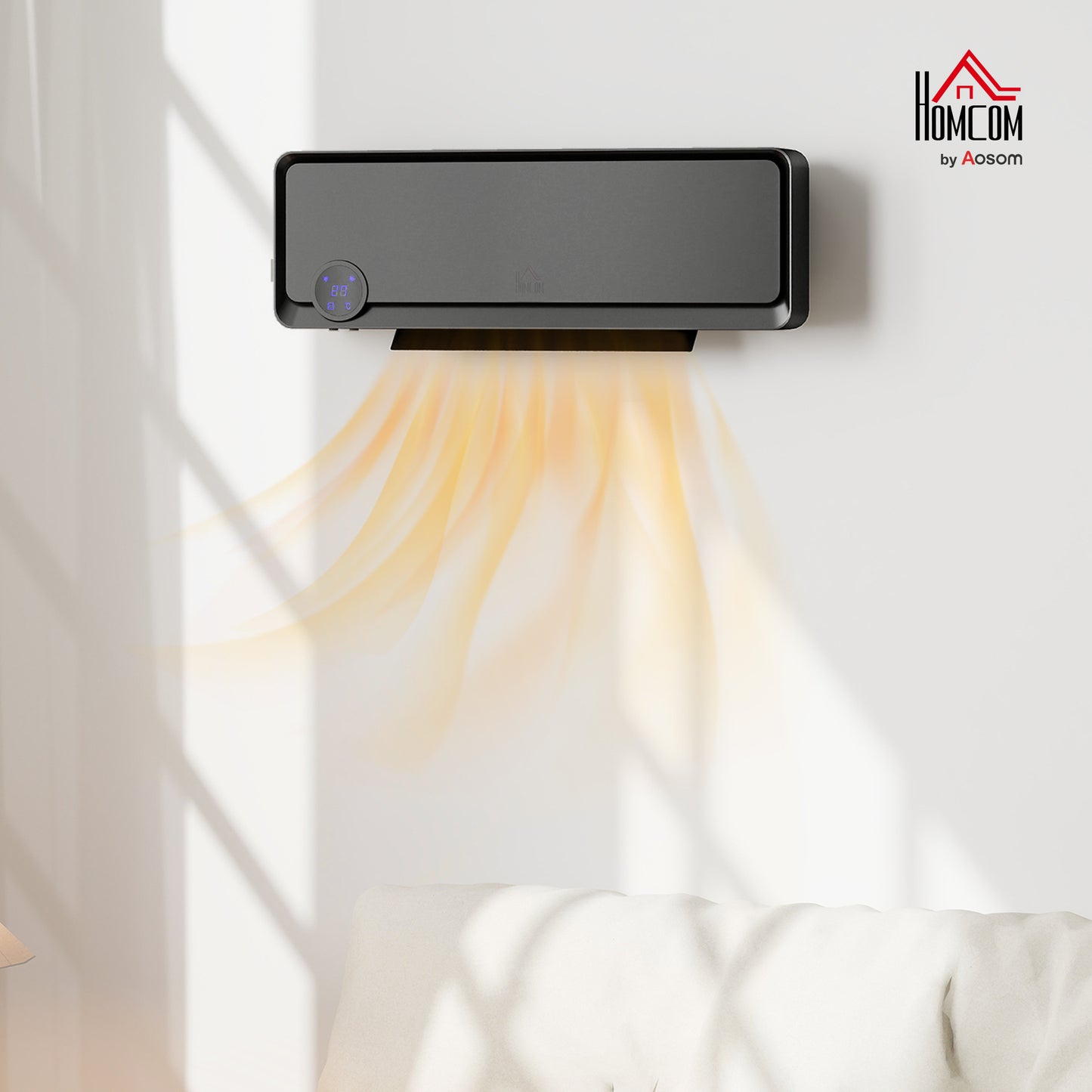 1000W/2000W Wall Downflow Heater Adjustable Temperature w/ Timer