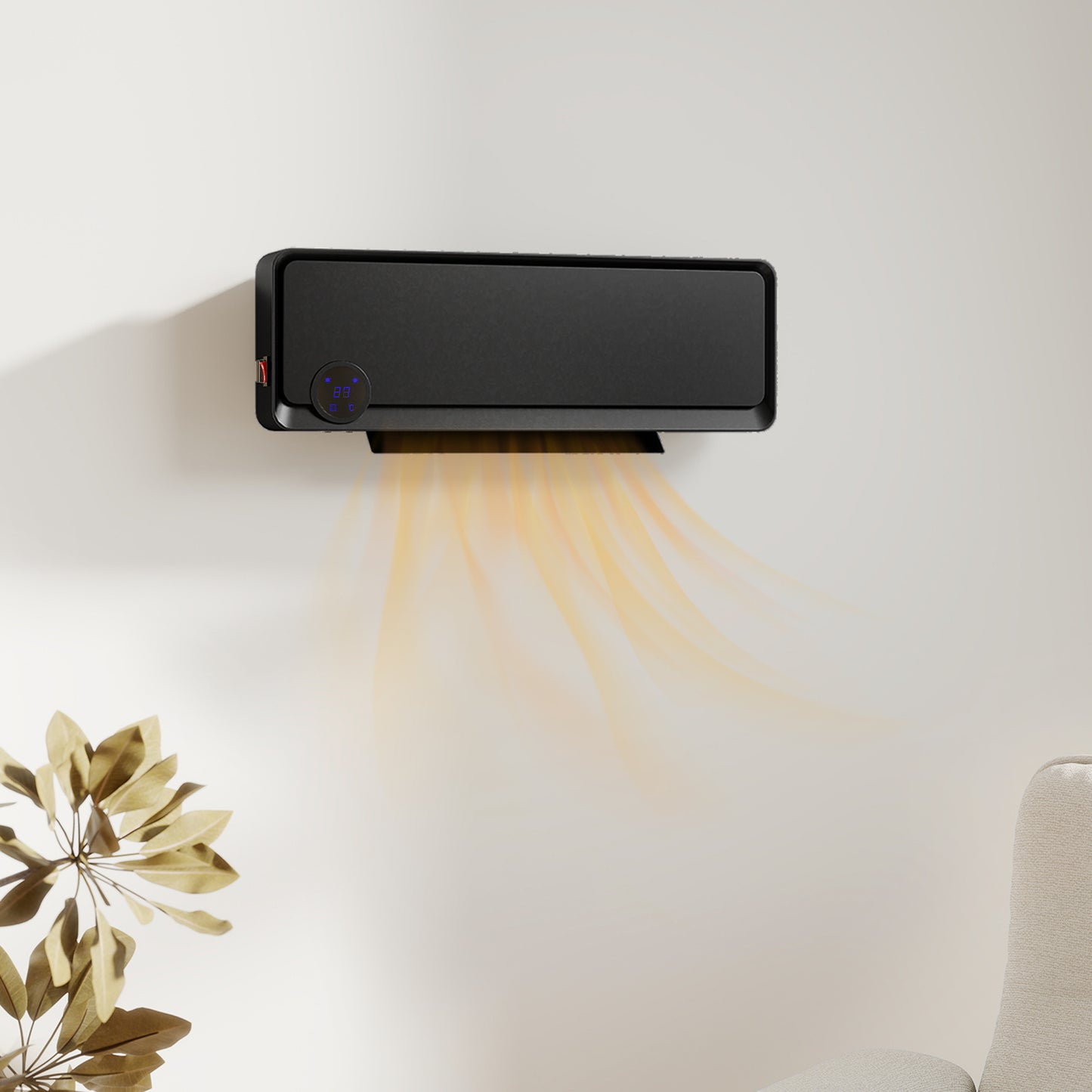 1000W/2000W Wall Downflow Heater Adjustable Temperature w/ Timer