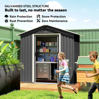 6.5x3.5ft Metal Garden Shed for Garden, Dark Grey