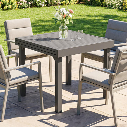 Extending Garden Table for 4-8, Aluminium Outdoor Table, Dark Grey