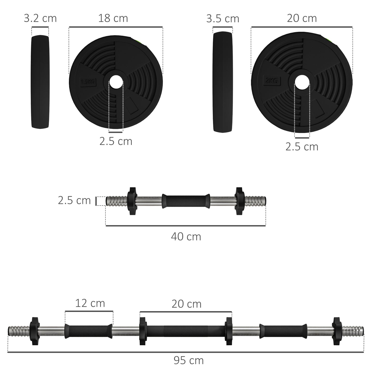 15KG Adjustable Dumbbells Weight Barbell & Dumbbells Set, Free Weights Set for Home Gym Strength Training