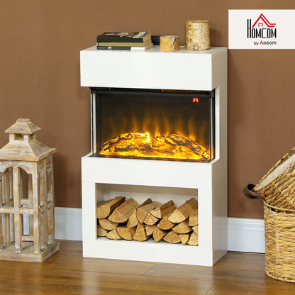 1000W/2000W Electric Fire and Mantel with Remote & Timer, White