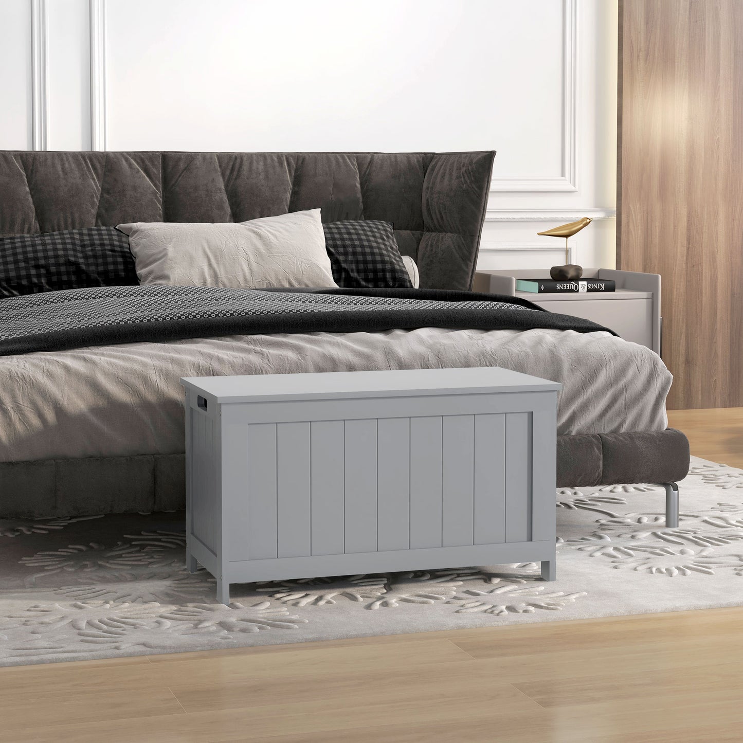 Storage Chest with 2 Safety Hinges, Storage Bench for Living Room