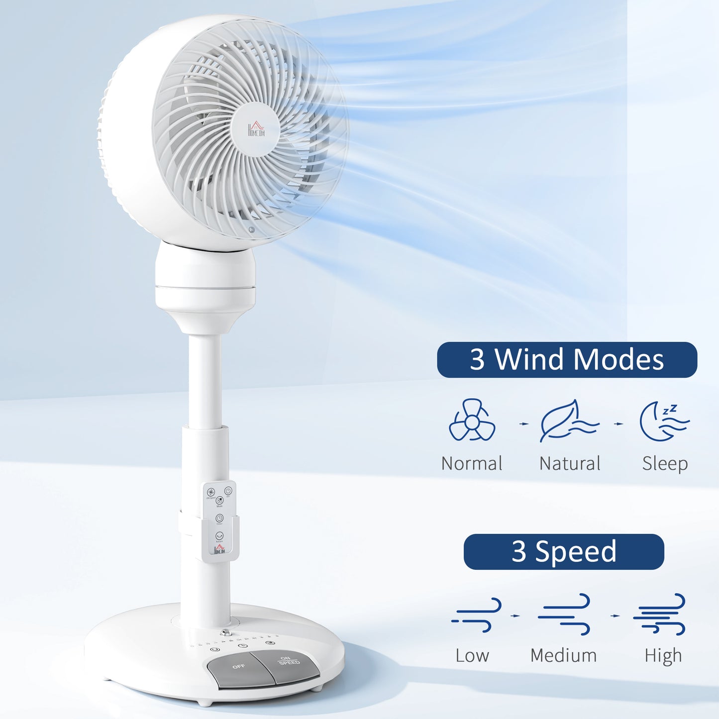 9 Inch Height Adjustable Air Circulator Fan 70° Oscillating 9 Setting