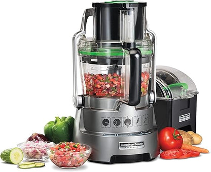 Hamilton Beach 70825-SAU 14-Cup (3 Litre) Dicing Food Processor, Plastic, 600 W, 3 liters, Silver