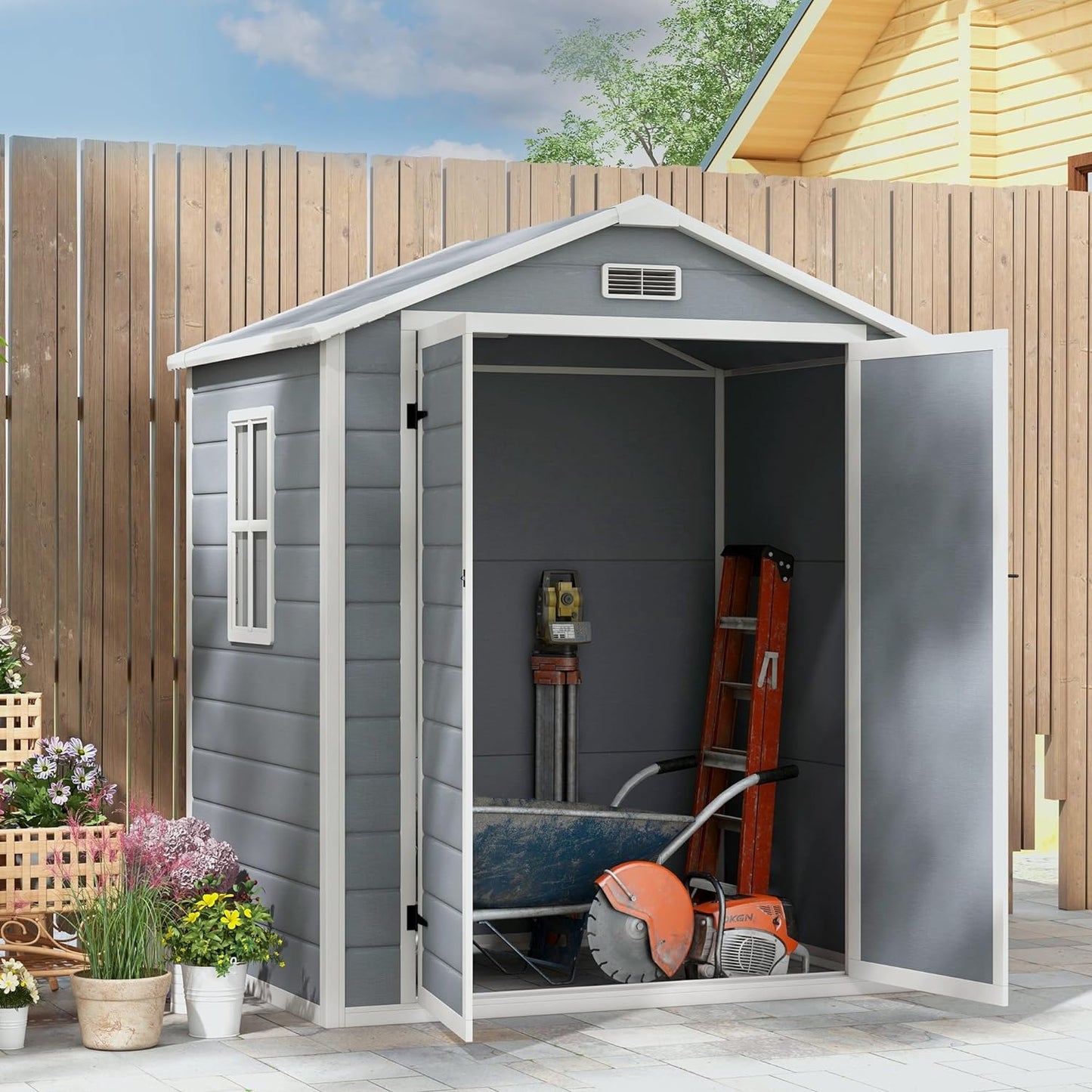Lock Up Shed - 6Ft x 4.5Ft Garden Shed in Grey