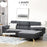 3 Seater Corner Sofas for Living Room with Adjustable Headrest, Fabric L Shaped Sofa Settee, Couch, Dark Grey