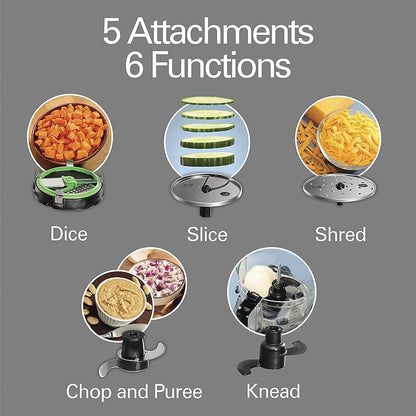 Hamilton Beach 70825-SAU 14-Cup (3 Litre) Dicing Food Processor, Plastic, 600 W, 3 liters, Silver