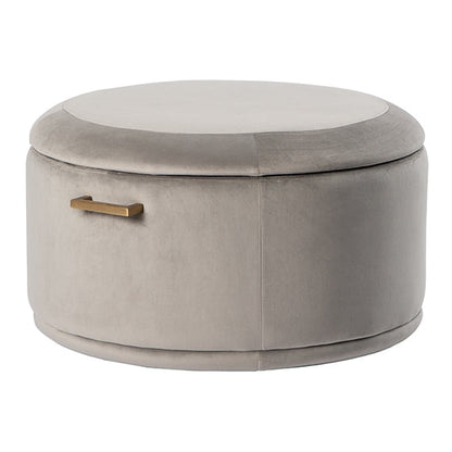 Aria Storage Ottoman – Dove Grey – Brass/Silver