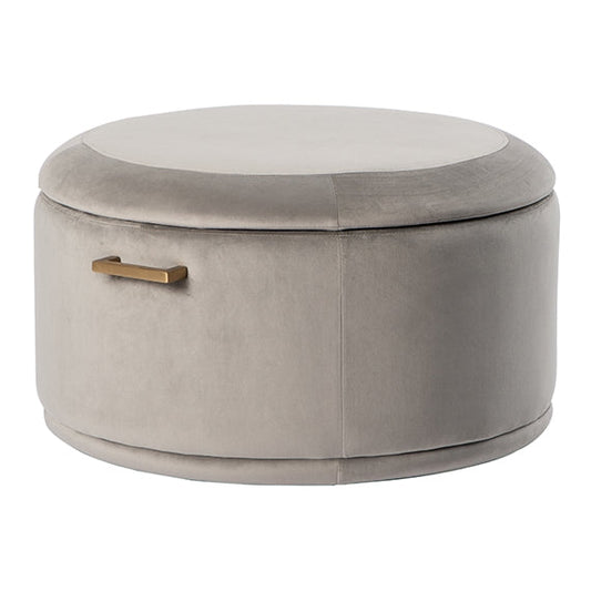 Aria Storage Ottoman – Dove Grey – Brass/Silver