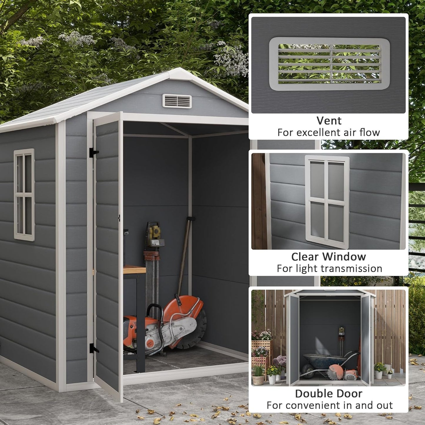 Lock Up Shed - 6Ft x 4.5Ft Garden Shed in Grey