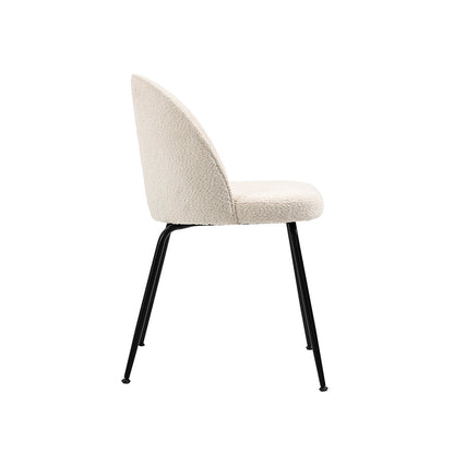 Roanna Dining Chair – Ivory Borg  - Black Base
