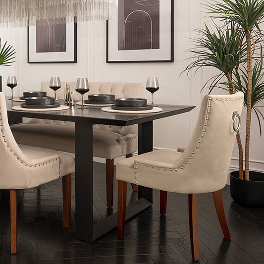 Torino Bench – Taupe – Walnut Legs