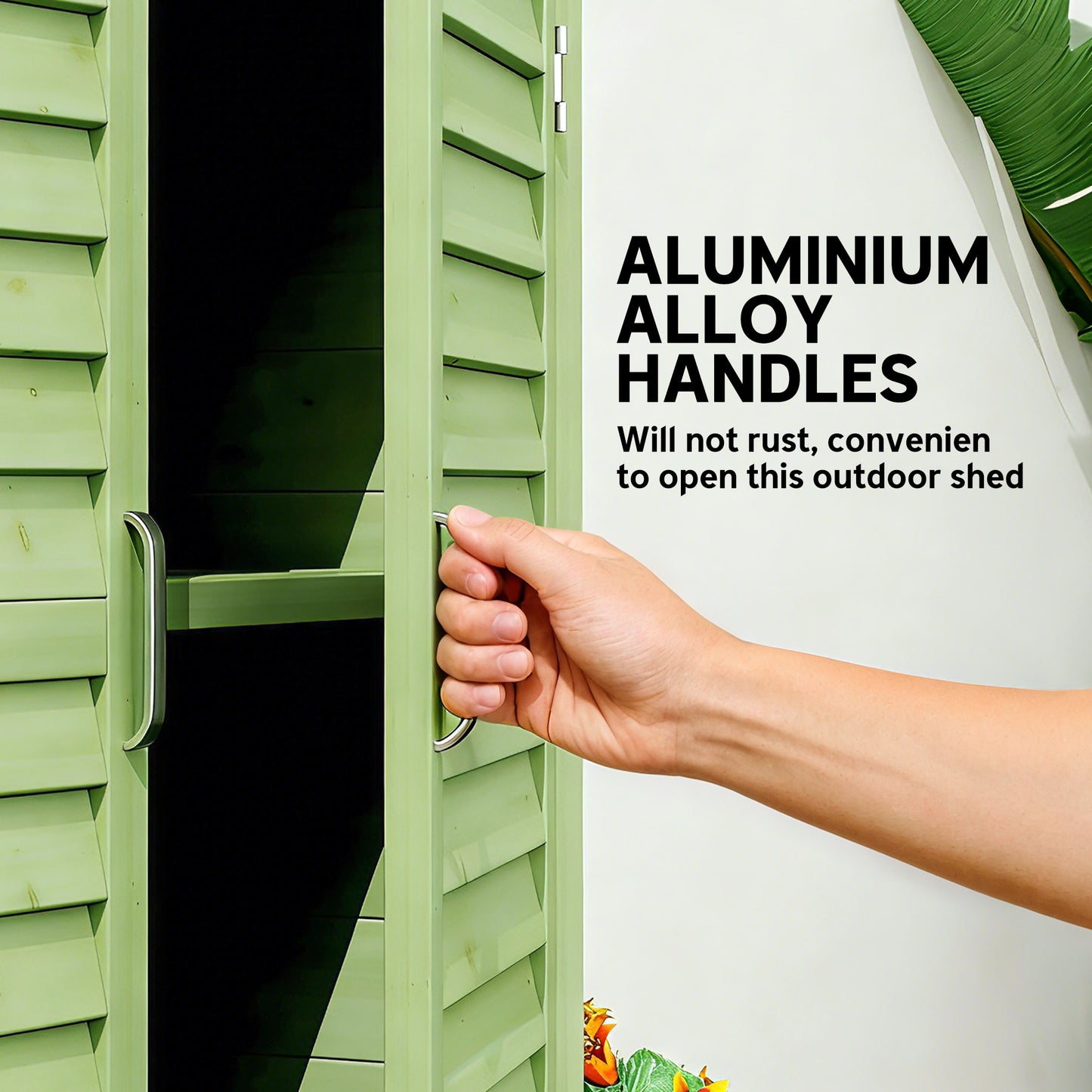 Garden Storage Shed Solid Wood Garage Organisation w/ Doors, Green