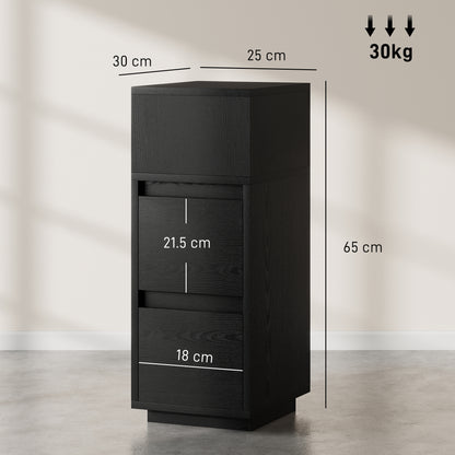 Slim Bedside Table, Bedside Cabinet with Open Shelf and 2 Drawers