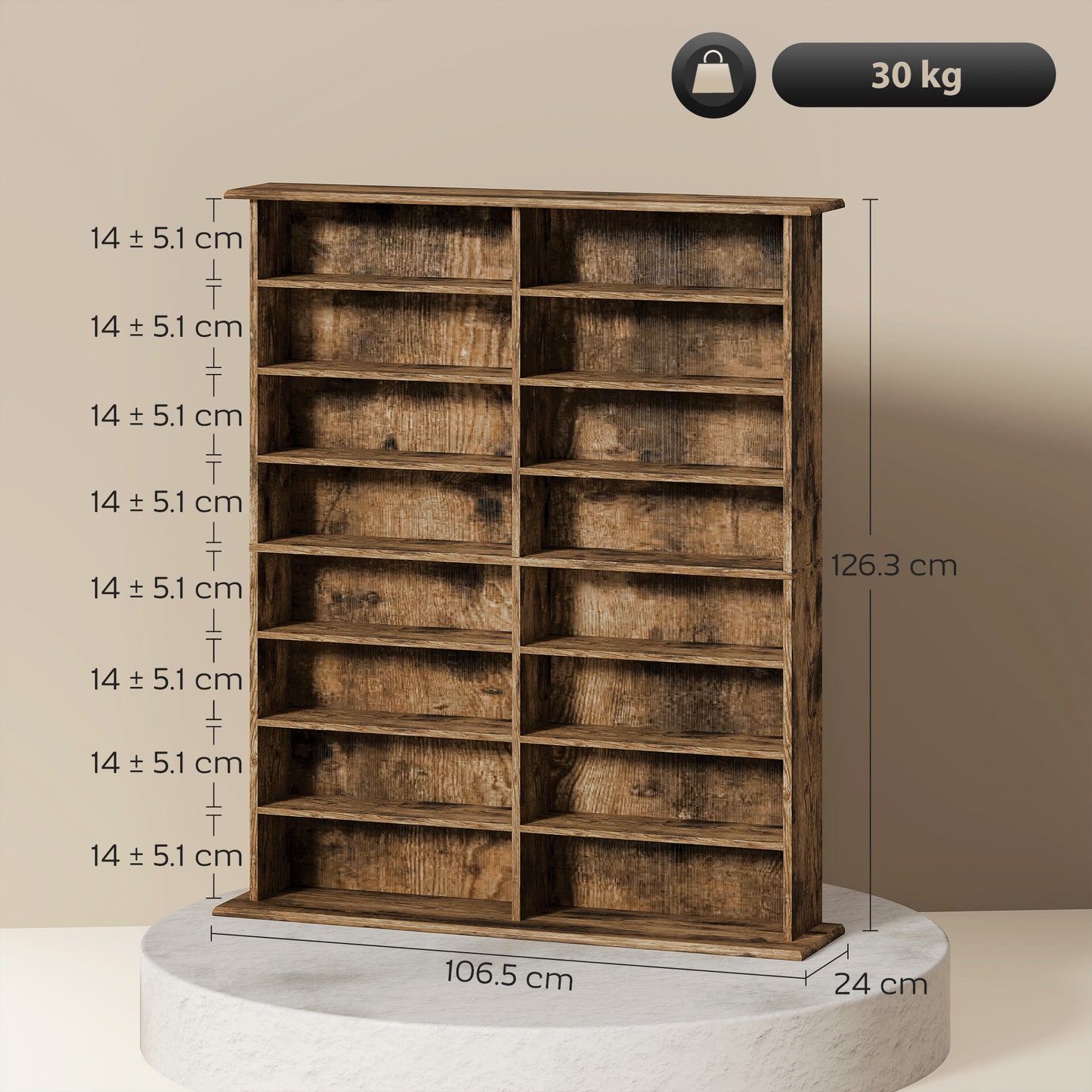 CD Storage Unit DVD Tower Blu-ray Storage Shelf for Office, Brown