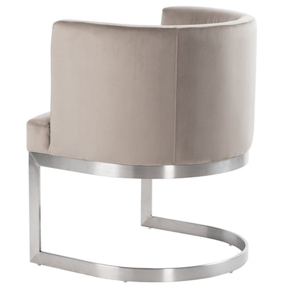 Lasco Dining Chair – Taupe - Brushed Stainless Steel Base