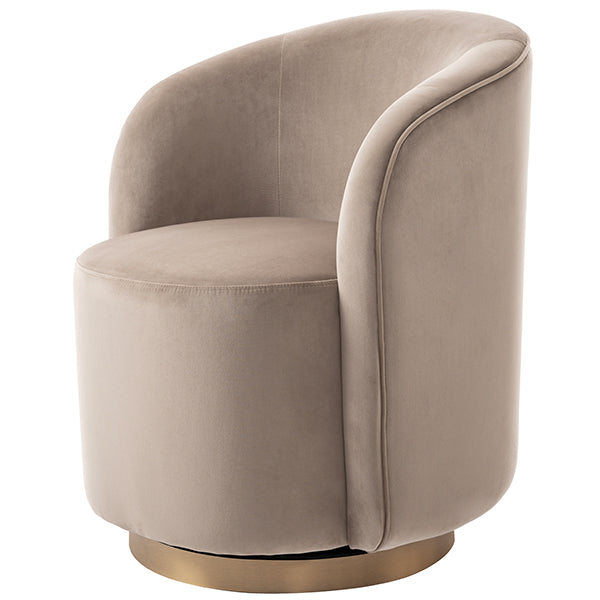 West End Swivel Dining Chair - Taupe - Brass Base