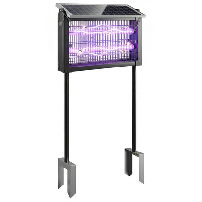 Solar Bug Zapper Outdoor, 3500 V Electric Mosquito Fly Zapper with 4.3 m Extension Cord, Indoor USB Charging Fly Killer with Dusk-to-Dawn Control, Solar Panel Wall Mount, Black