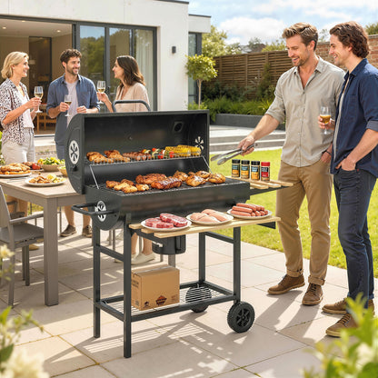 Charcoal Grill, Charcoal BBQ Grill with Foldable Shelves