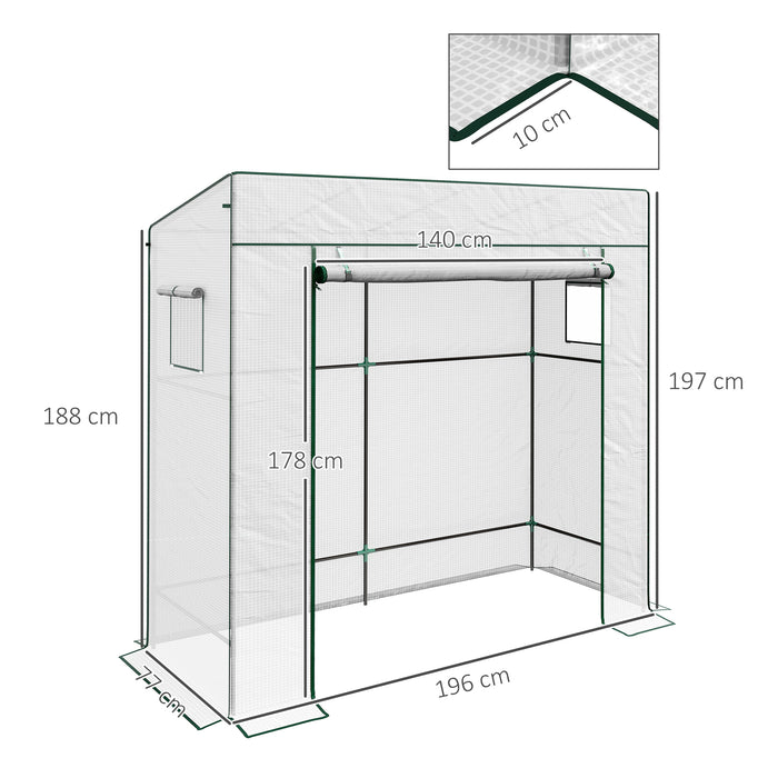 PE Cover Walk-in Outdoor Greenhouse, White