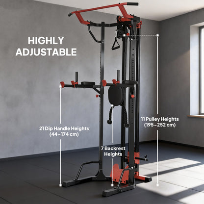 Power Tower with Lat Pull Down Machine, Pull Up Bar, Dip Station