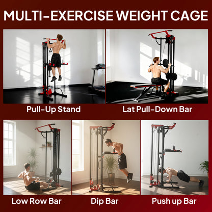Power Tower with Lat Pull Down Machine, Pull Up Bar, Dip Station