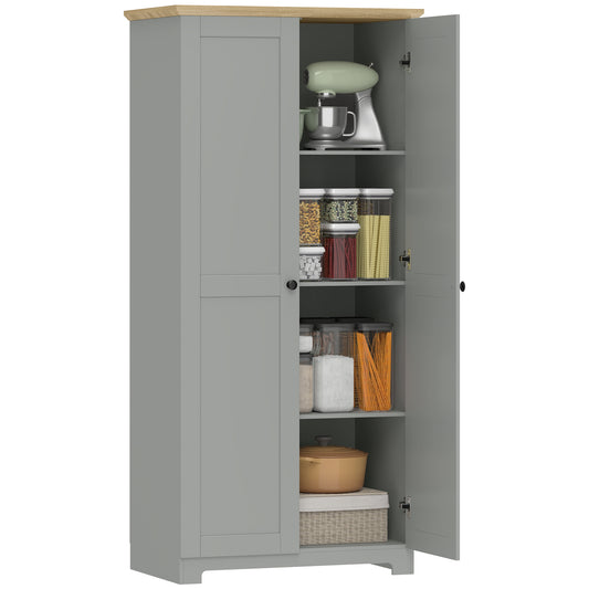172cm Wooden Storage Cabinet Cupboard With 4 Shelves Grey