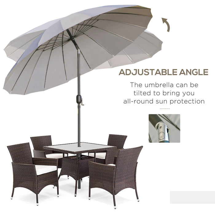 2.5m Adjustable Outdoor Garden Parasol Umbrella Sun Shade with Crank & Tilt, Grey