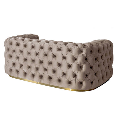 Frankfurt Two seat Sofa  - Taupe with Brass Base