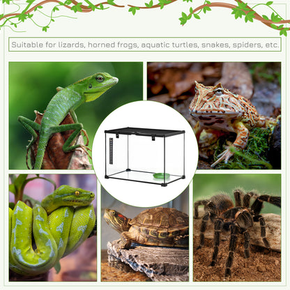 Glass Reptile Terrarium Insect Breeding Tank Vivarium Habitats with Thermometer for Lizards, Horned Frogs, Snakes, Spiders - Large 50 x 30 x 35cm