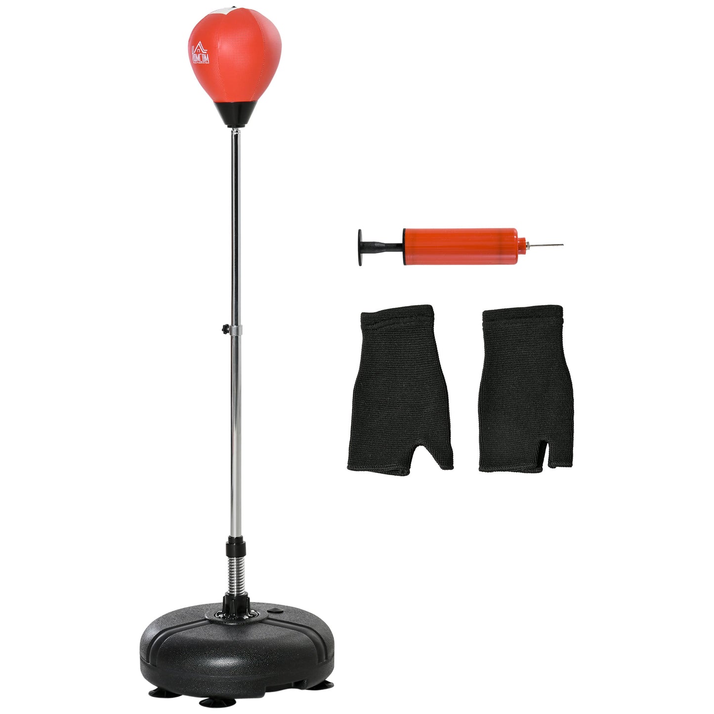 Punching Bag with Stand, Freestanding Boxing Bag Set, with Speedball, 133-151cm Adjustable Height, for Teens, Red/Black