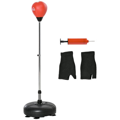 Punching Bag with Stand, Freestanding Boxing Bag Set, with Speedball, 133-151cm Adjustable Height, for Teens, Red/Black