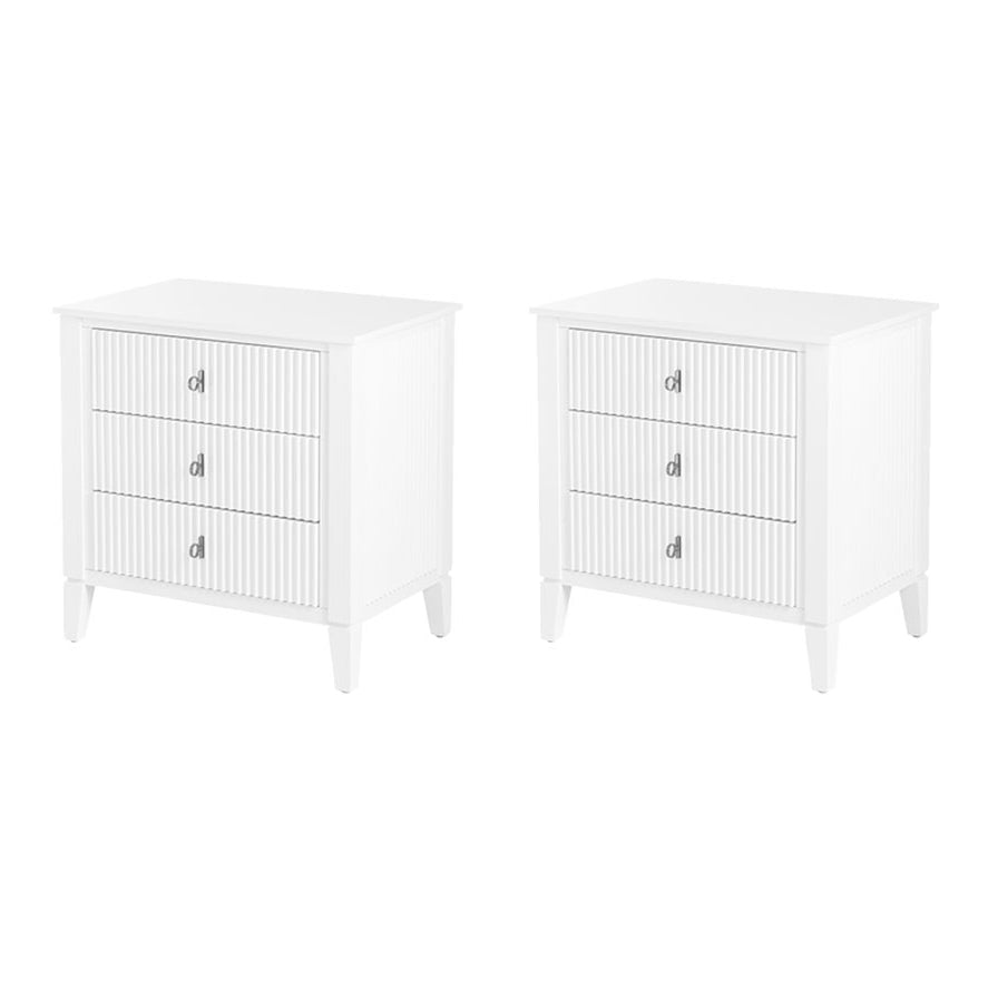 Set of 2 Heidi bedside tables - White -Brass/Silver