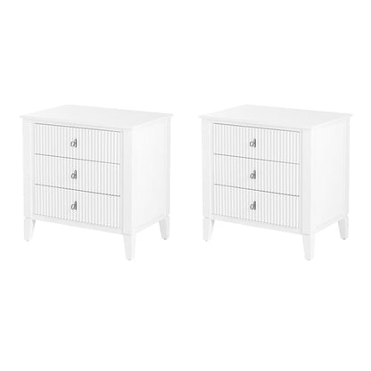 Set of 2 Heidi bedside tables - White -Brass/Silver