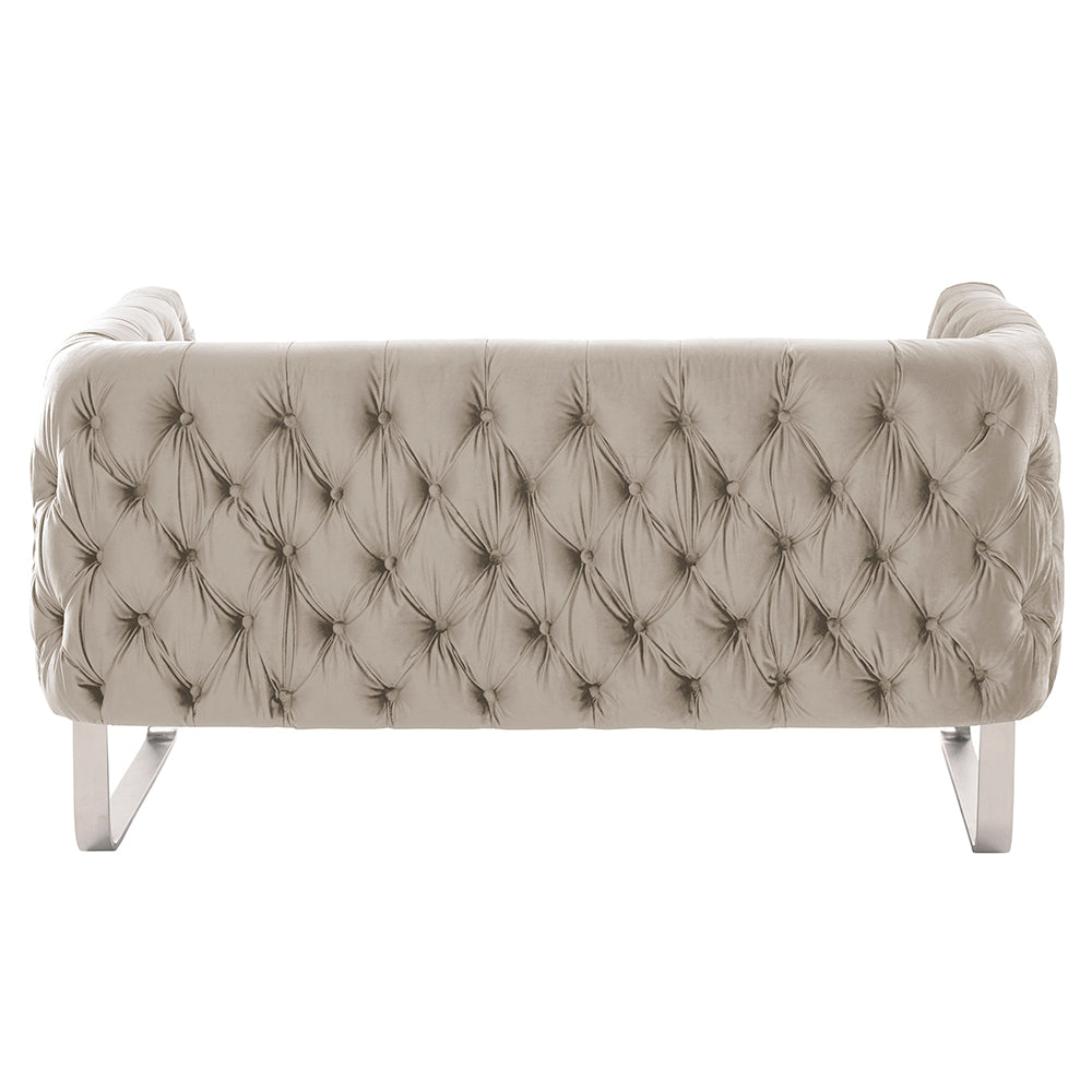 Grosvenor Two Seat Sofa - Taupe - Brushed Silver