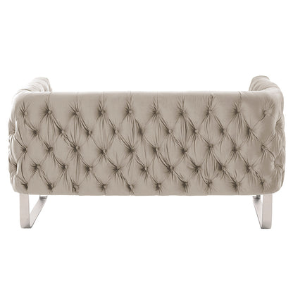 Grosvenor Two Seat Sofa - Taupe - Brushed Silver