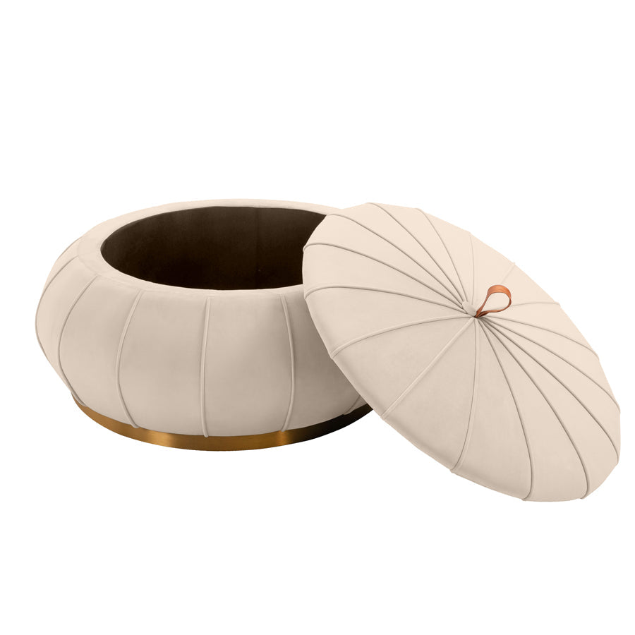 Pumpkin Storage Ottoman - Chalk - Brass Base